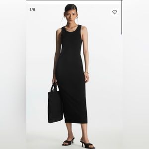 COS ribbed cotton knit body on tube dress stretch cotton maxi minimalist